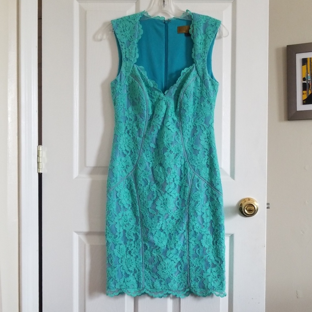 Nicole Miller Floral Lace Sweetheart Dress
